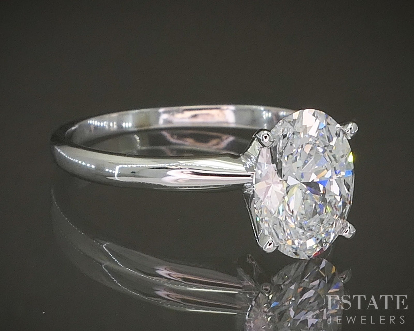 14k White Gold IGI Oval Lab Created 2.02ct Diamond Solitaire Ring 2.9g p22174b