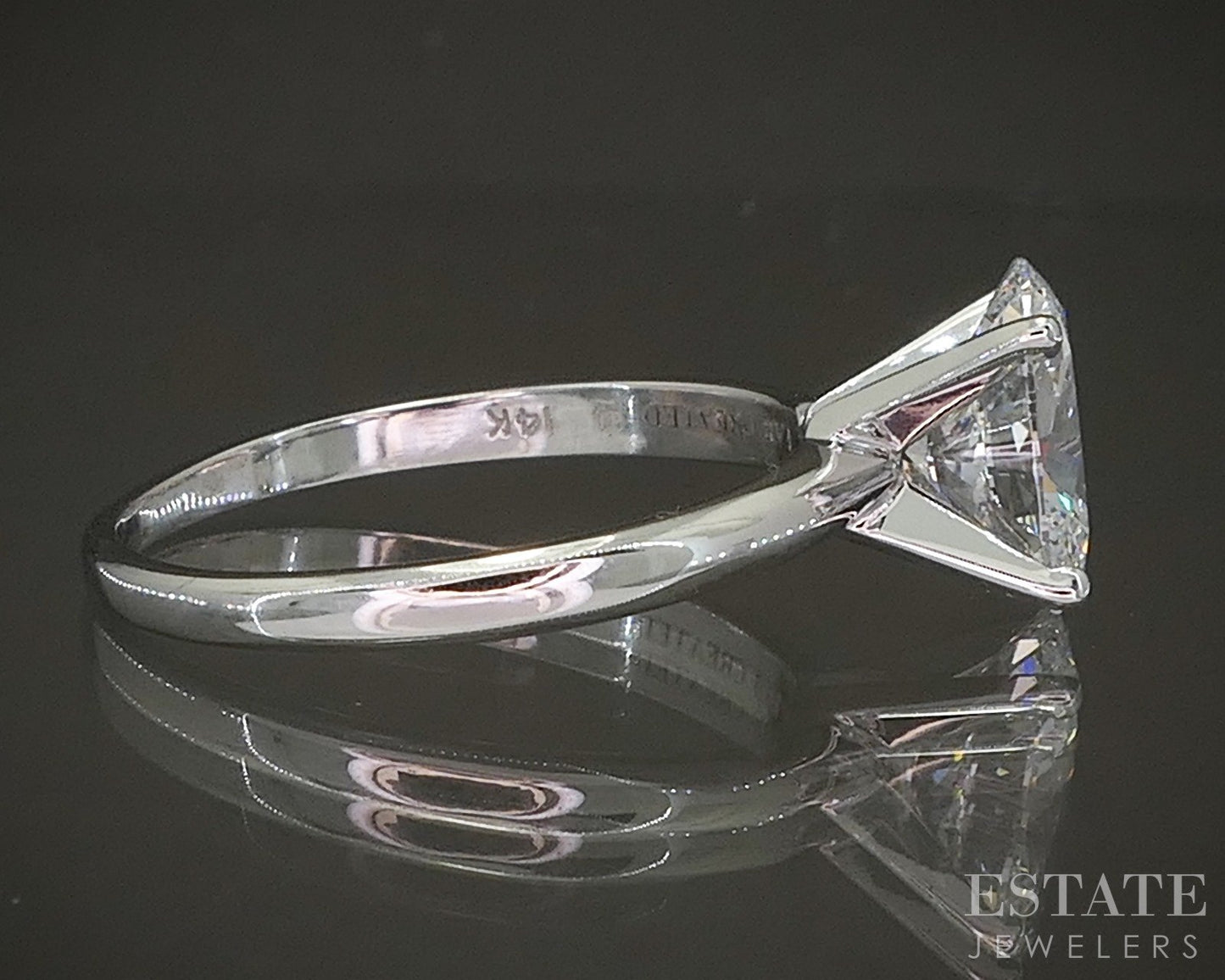 14k White Gold IGI Oval Lab Created 2.02ct Diamond Solitaire Ring 2.9g p22174b
