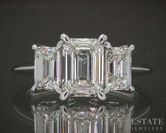 14k White Gold Lab Created 2.55ctw Diamond Three Stone Engagement Ring p21821b