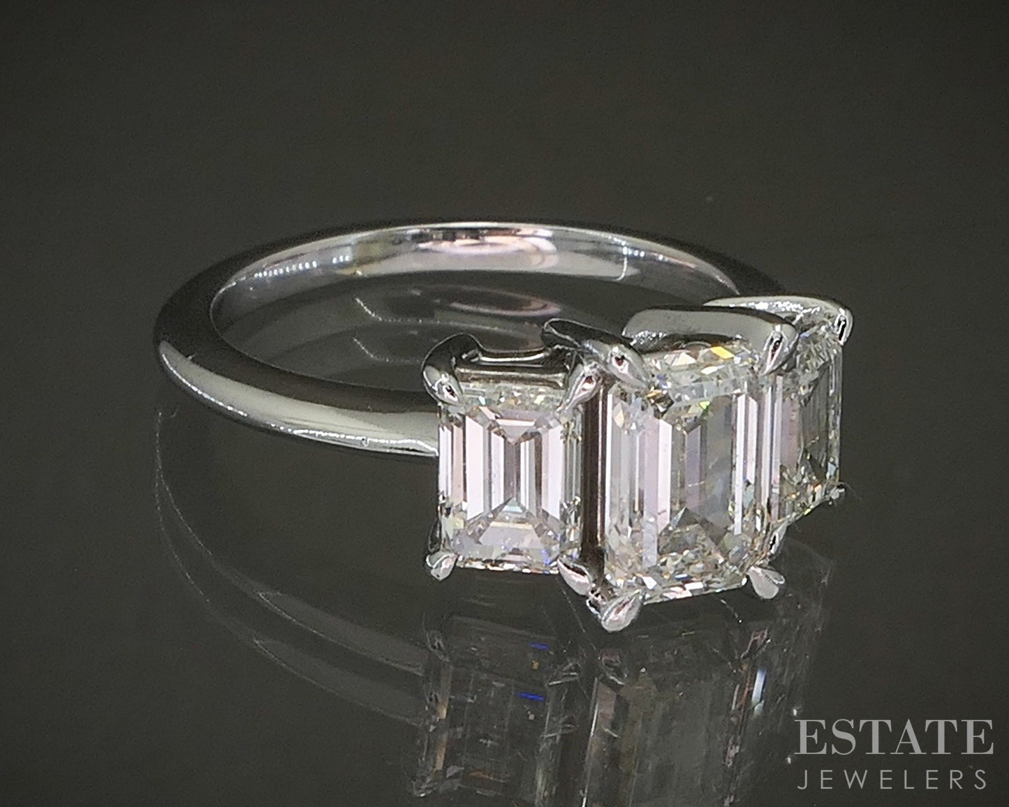 14k White Gold Lab Created 2.55ctw Diamond Three Stone Engagement Ring p21821b
