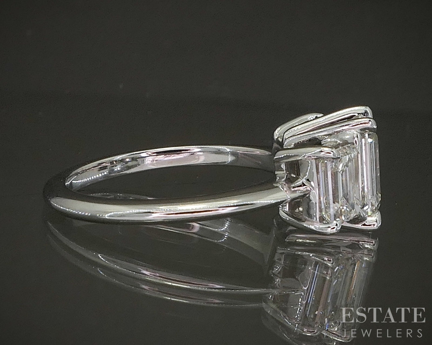 14k White Gold Lab Created 2.55ctw Diamond Three Stone Engagement Ring p21821b