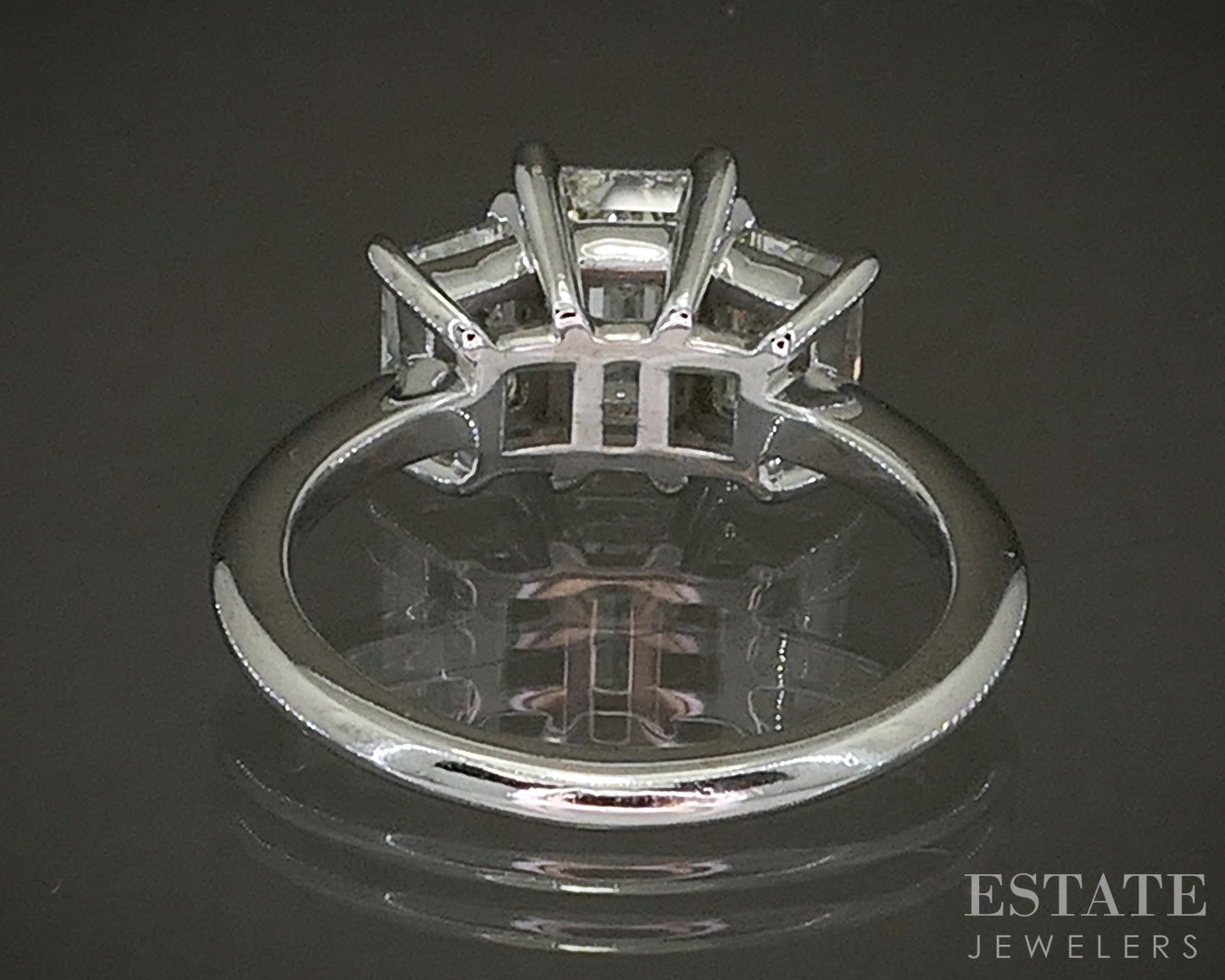 14k White Gold Lab Created 2.55ctw Diamond Three Stone Engagement Ring p21821b