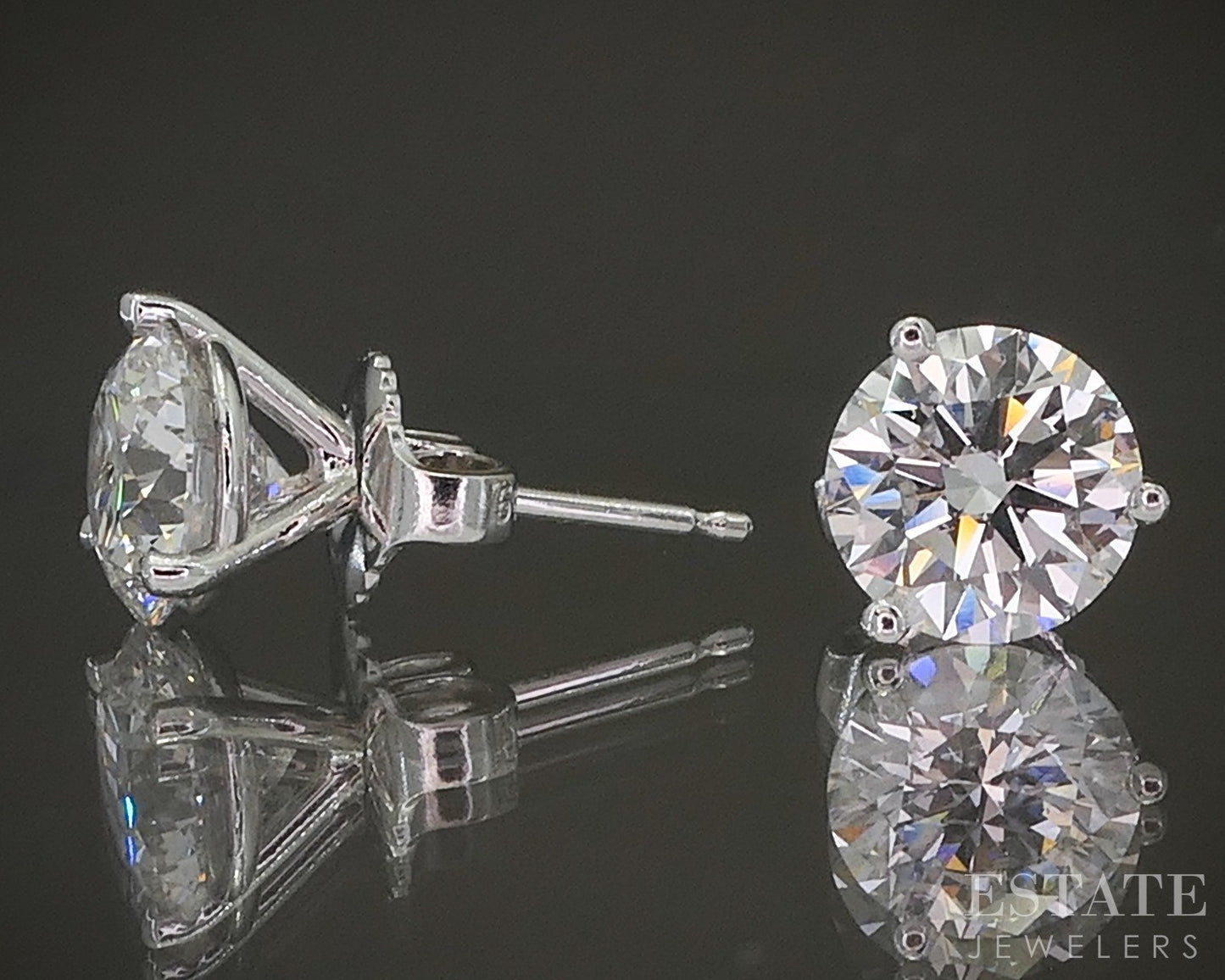 14k White Gold IGI Round Lab Created 2.10ctw Diamond Stud Earrings p21822b