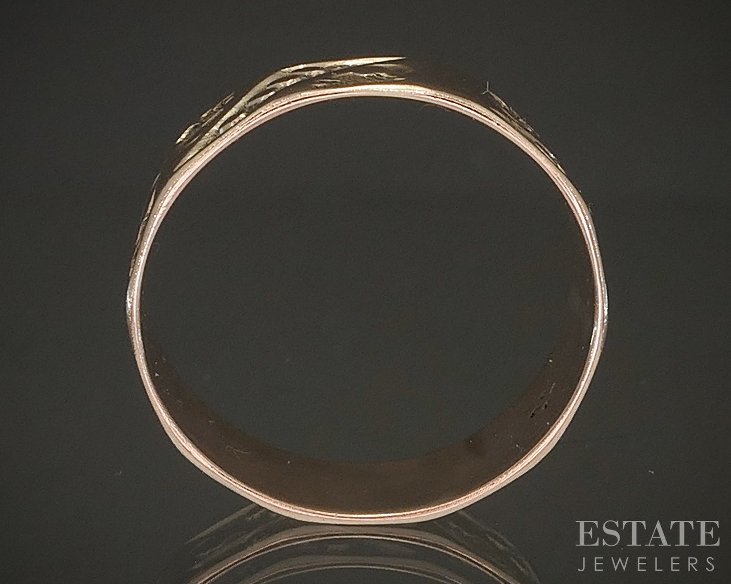 Antique Victorian 10k Rose Gold 6.5mm Leafy Cigar Band Ring 2.1g p22491