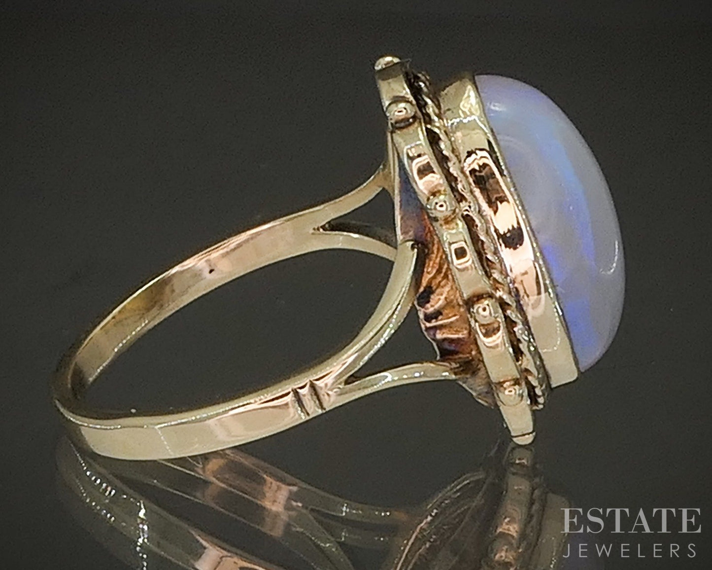 Vintage 10k Yellow Gold Oval Natural Opal Ladies Ring 4.3g p22489