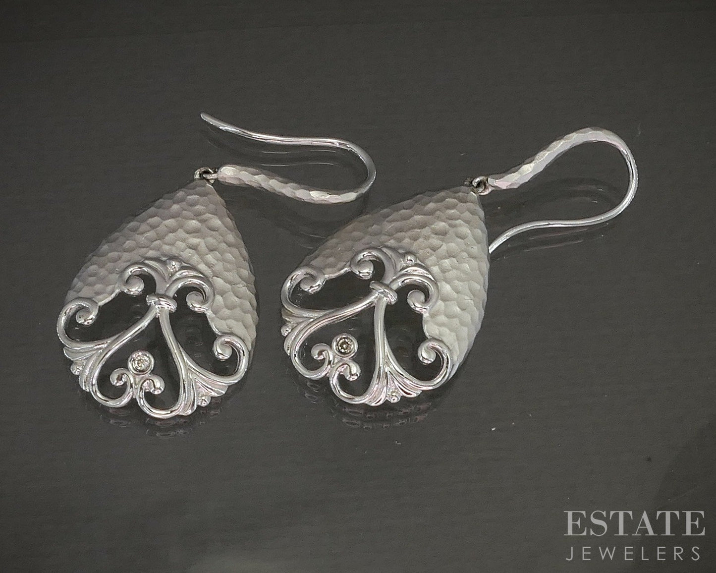Sterling Silver Gabriel & Co. Natural Diamond Teardrop Dangle Earrings 8g p22598