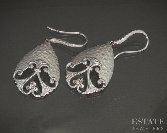 Sterling Silver Gabriel & Co. Natural Diamond Teardrop Dangle Earrings 8g p22598