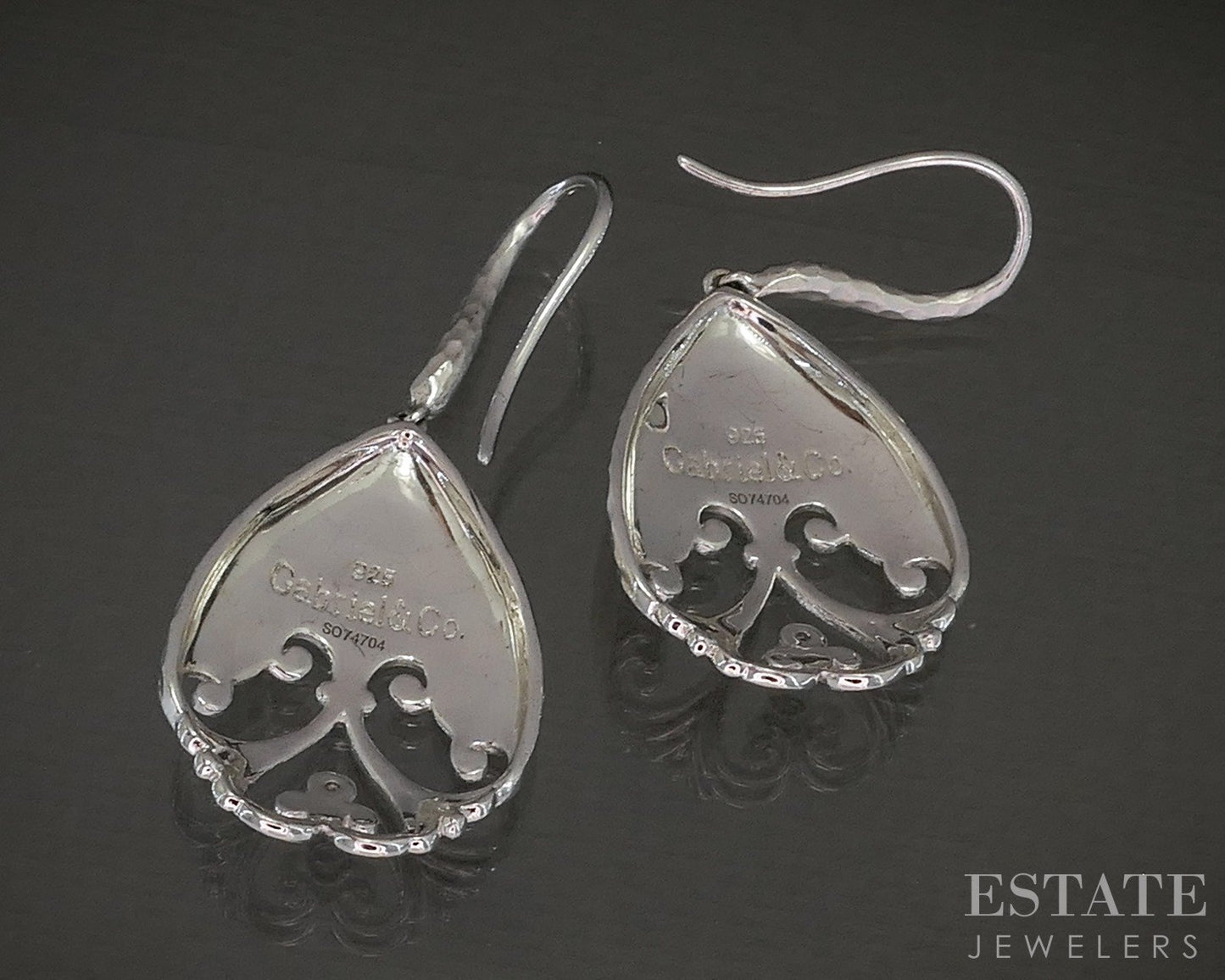 Sterling Silver Gabriel & Co. Natural Diamond Teardrop Dangle Earrings 8g p22598