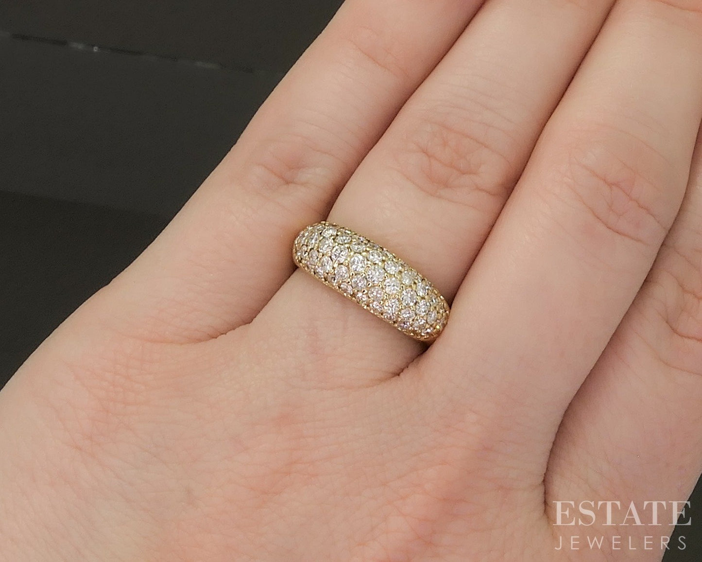18k Yellow Gold Round Natural 1.08ctw Diamond Band Ring 4.5g p22128