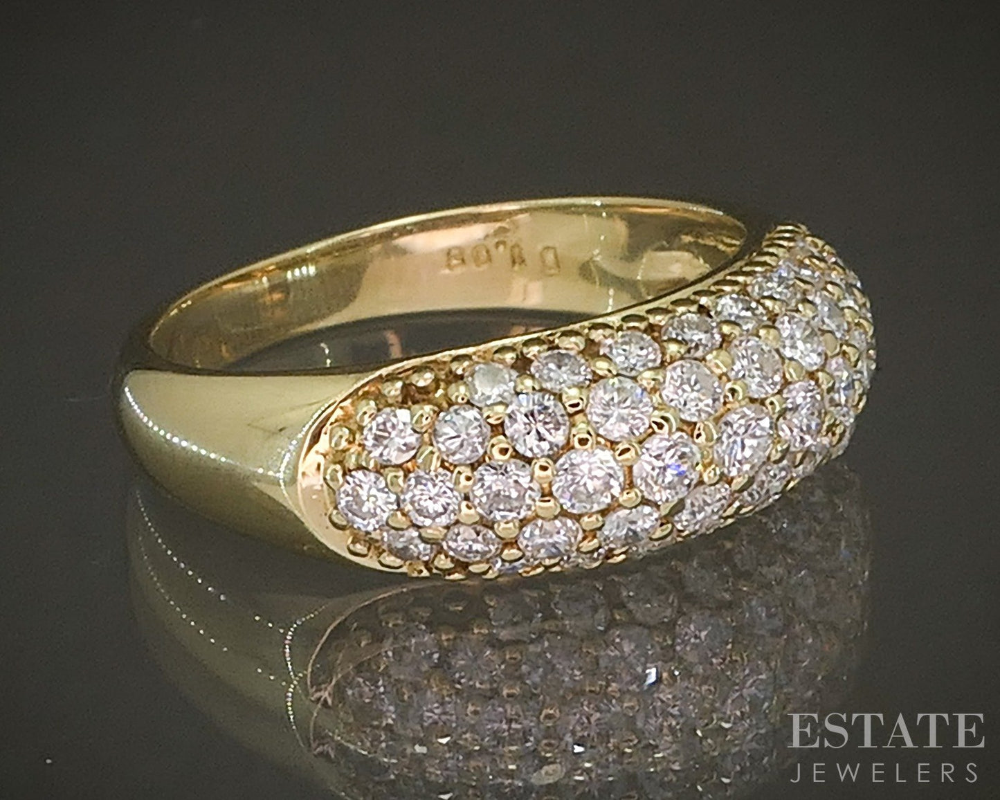 18k Yellow Gold Round Natural 1.08ctw Diamond Band Ring 4.5g p22128