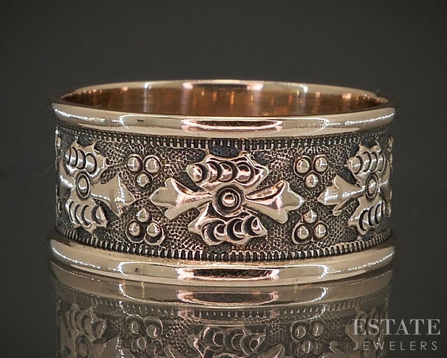 Antique Victorian 10k Rose Gold 8mm Cigar Band Ring 2.2g p22492