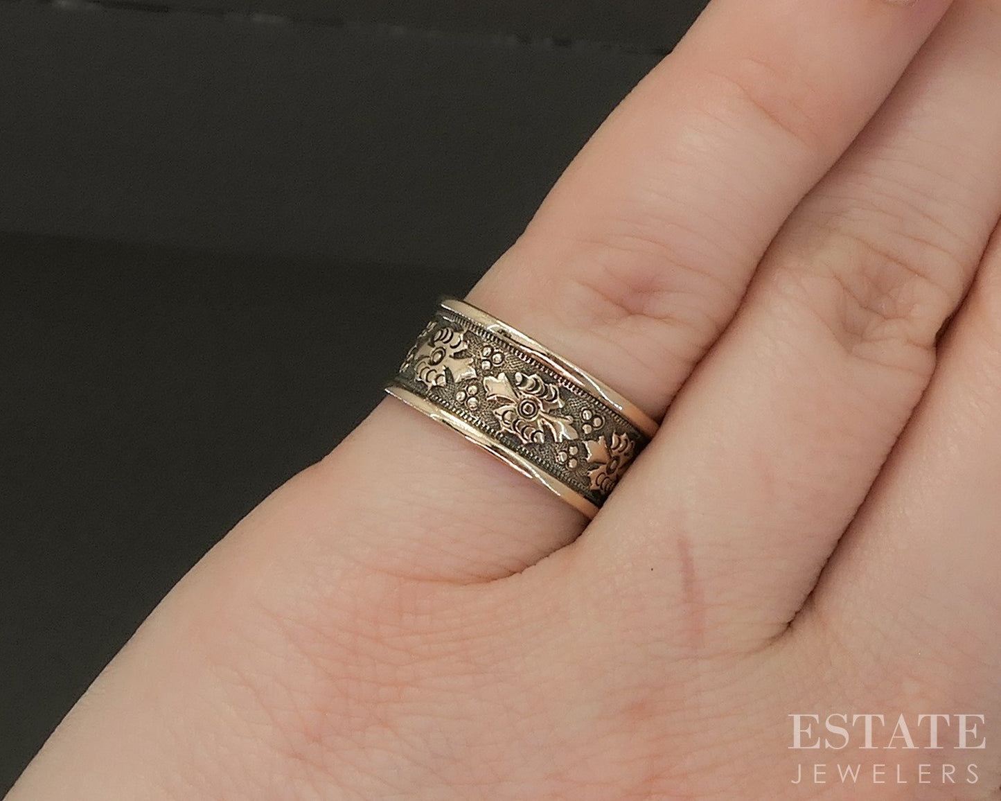 Antique Victorian 10k Rose Gold 8mm Cigar Band Ring 2.2g p22492