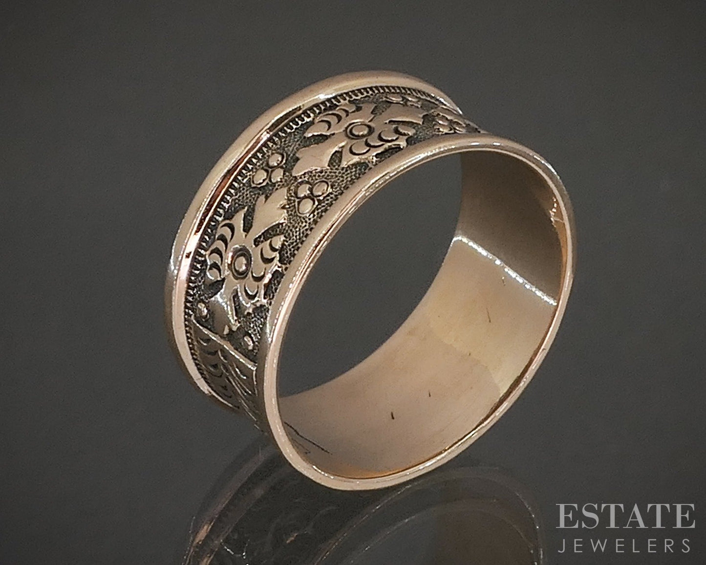 Antique Victorian 10k Rose Gold 8mm Cigar Band Ring 2.2g p22492