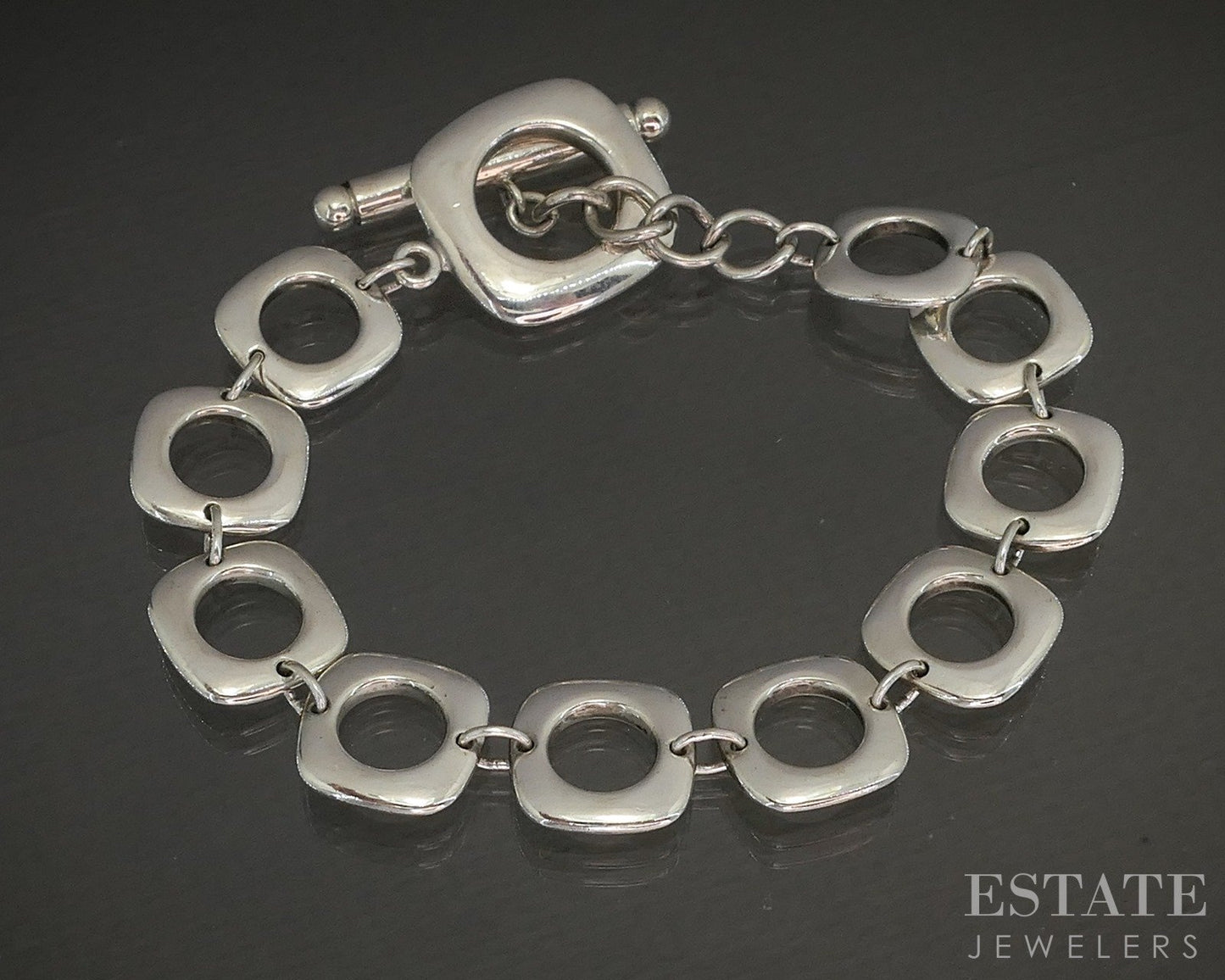 Sterling Tiffany & Co. Cushion Square Link Chain Ladies Bracelet 23g 8"L p22431