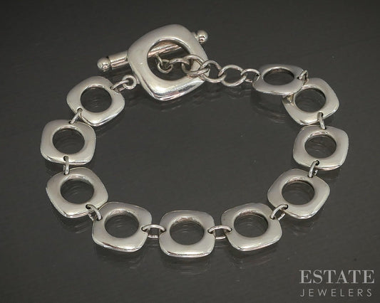 Sterling Tiffany & Co. Cushion Square Link Chain Ladies Bracelet 23g 8"L p22431