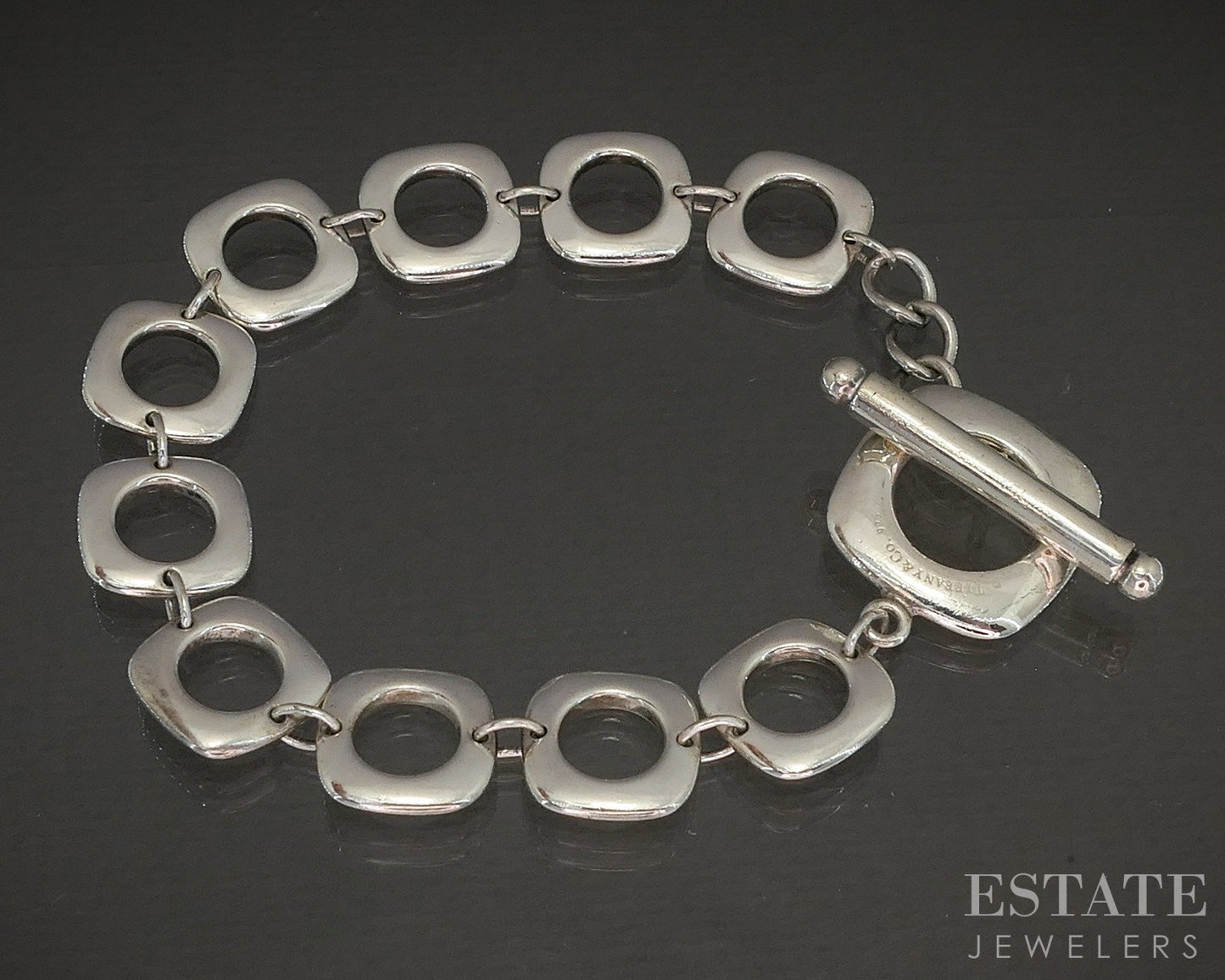 Sterling Tiffany & Co. Cushion Square Link Chain Ladies Bracelet 23g 8"L p22431