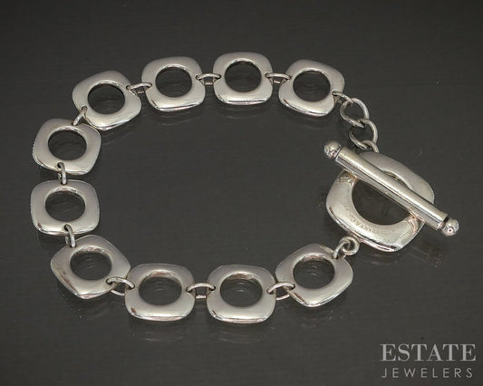 Sterling Tiffany & Co. Cushion Square Link Chain Ladies Bracelet 23g 8"L p22431
