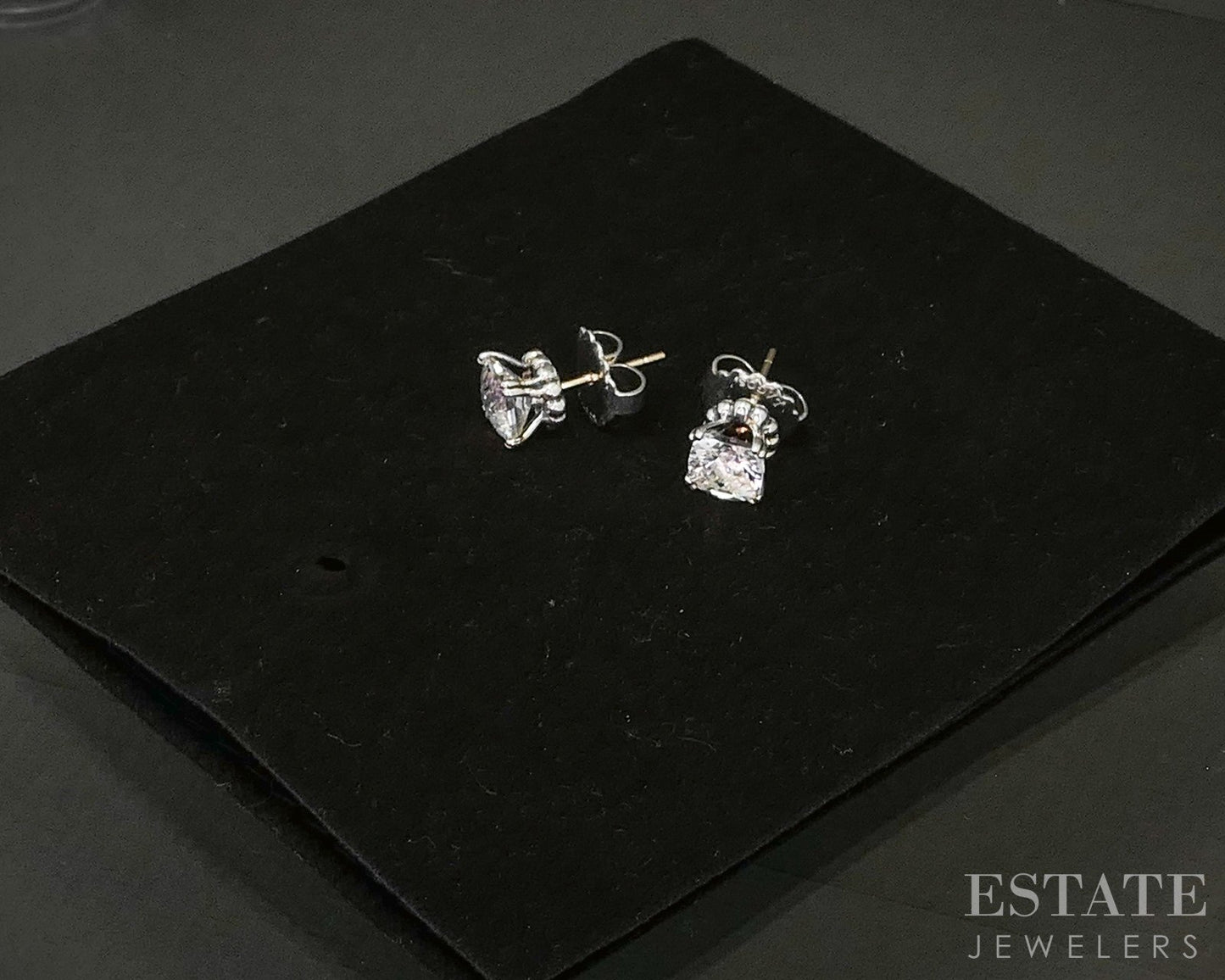 14k & Sterling Lagos Caviar Natural White Topaz Stud Earrings 4g p22337
