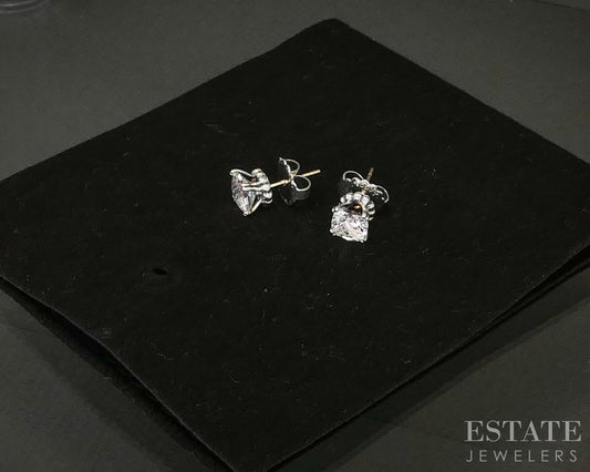 14k & Sterling Lagos Caviar Natural White Topaz Stud Earrings 4g p22337