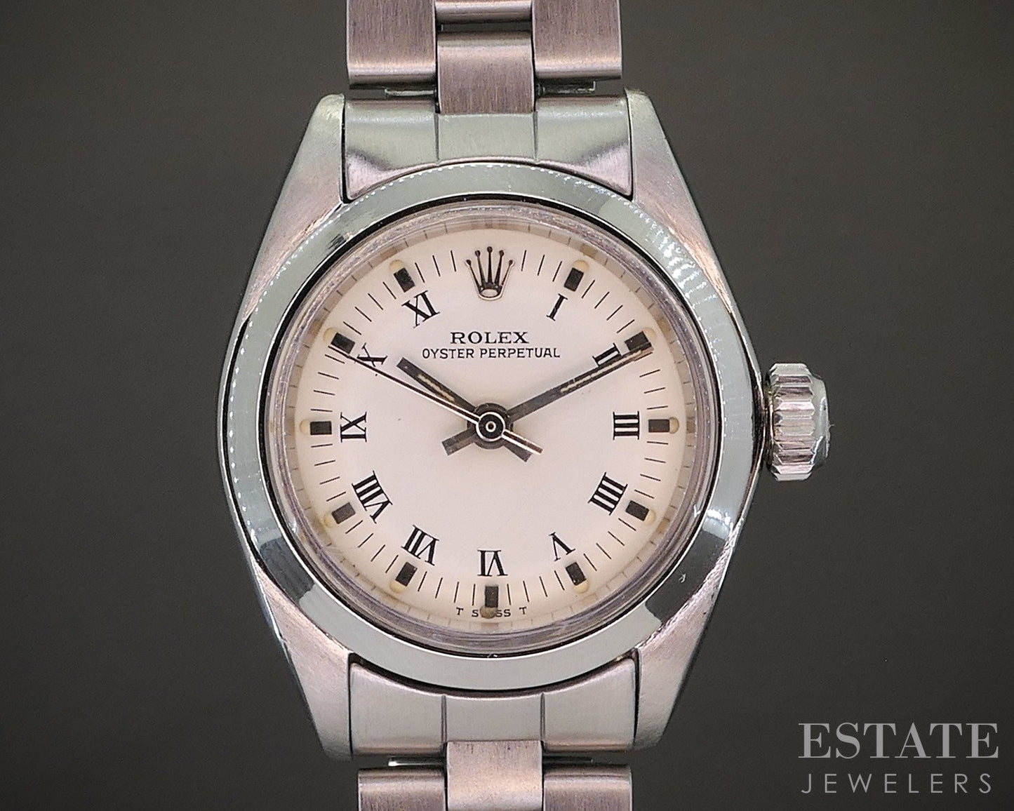 1982 Rolex Oyster Perpetual 6718 Stainless Roman 24mm Ladies Watch p21733