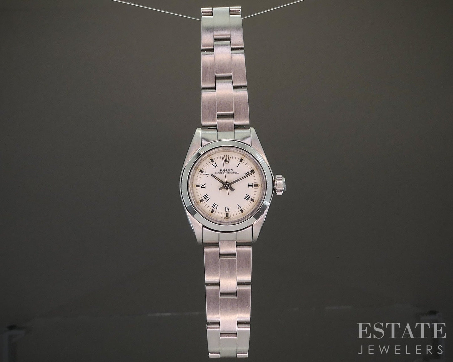 1982 Rolex Oyster Perpetual 6718 Stainless Roman 24mm Ladies Watch p21733