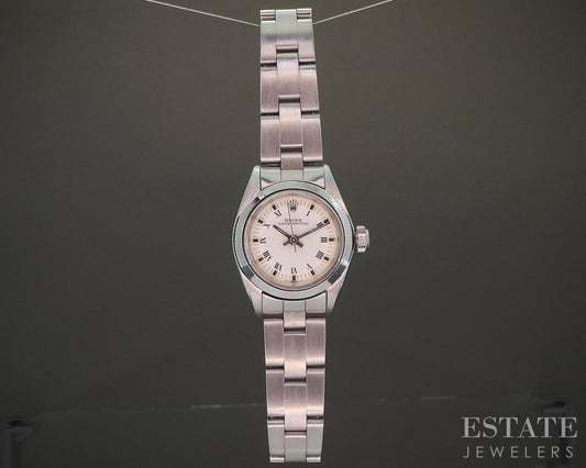 1982 Rolex Oyster Perpetual 6718 Stainless Roman 24mm Ladies Watch p21733