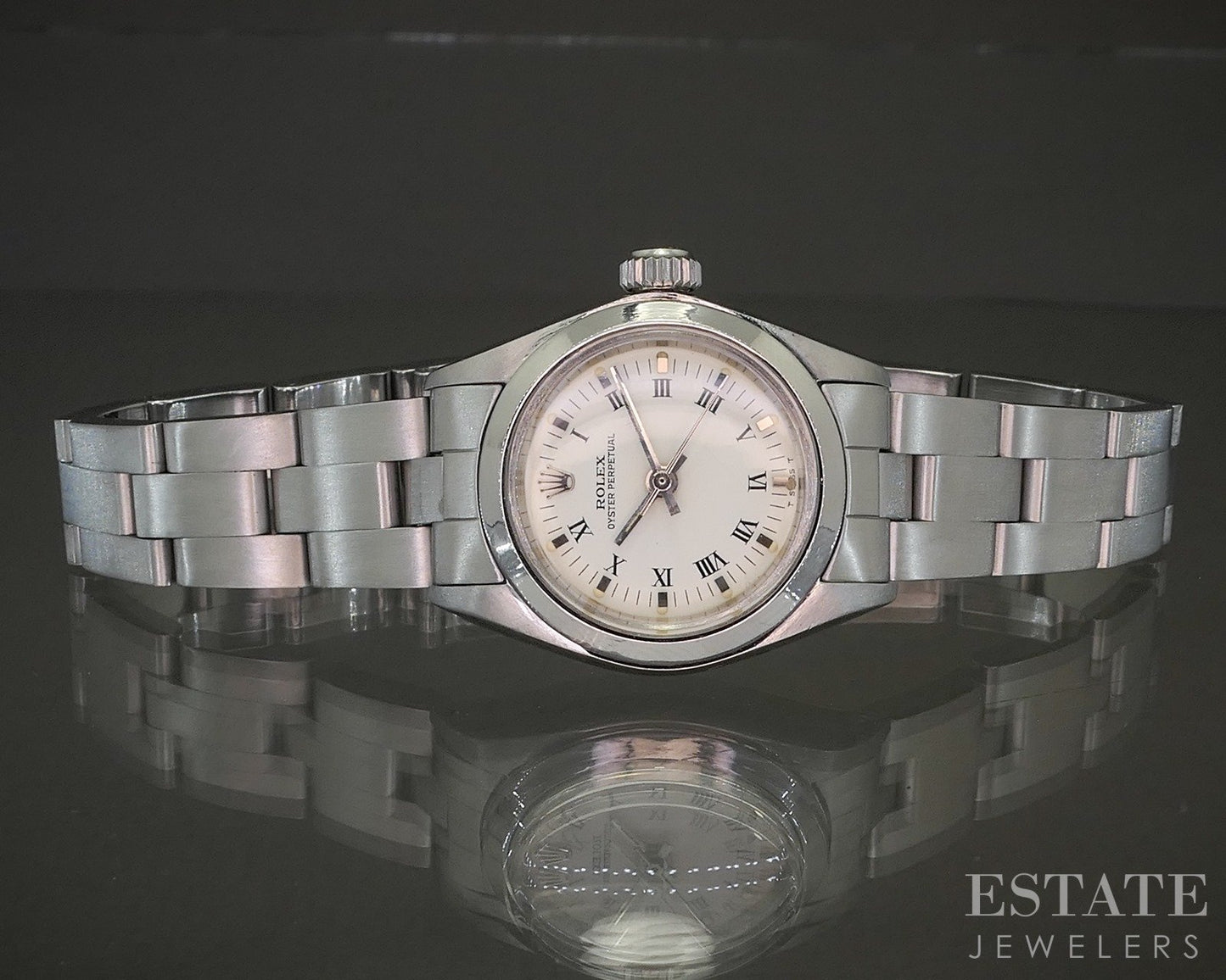 1982 Rolex Oyster Perpetual 6718 Stainless Roman 24mm Ladies Watch p21733