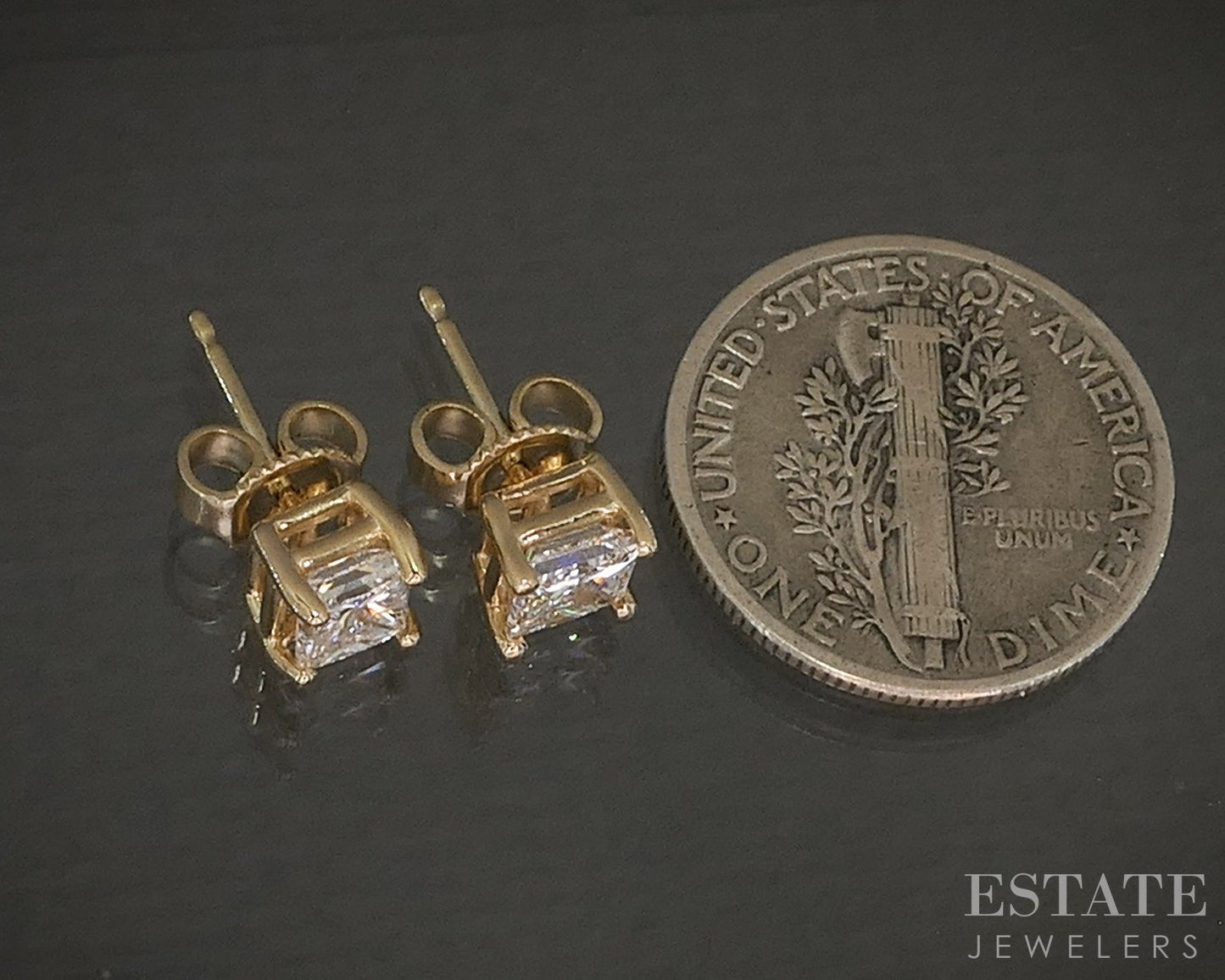 14k Yellow Gold Princess Natural .80ctw Diamond Stud Earrings p21826