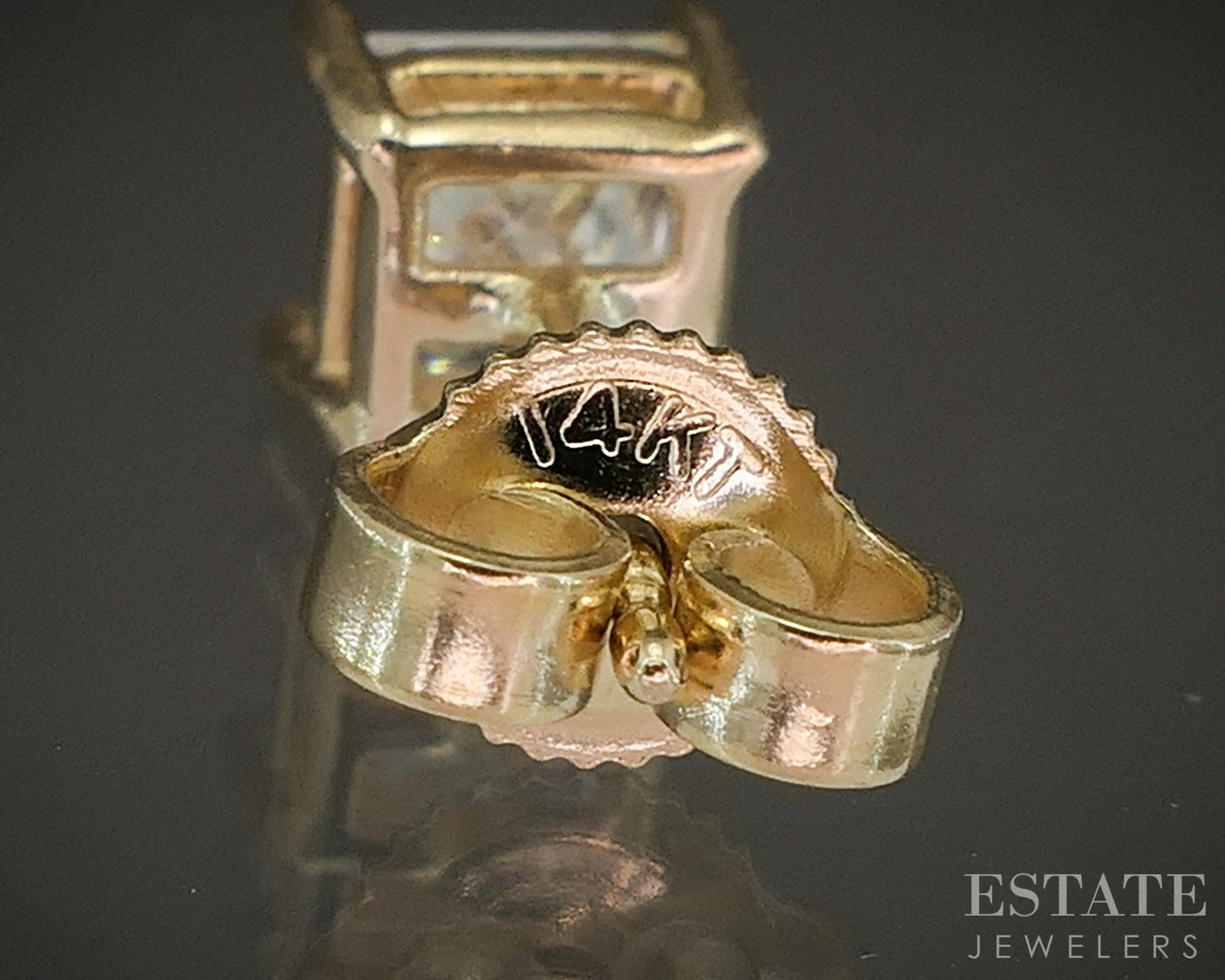 14k Yellow Gold Princess Natural .80ctw Diamond Stud Earrings p21826