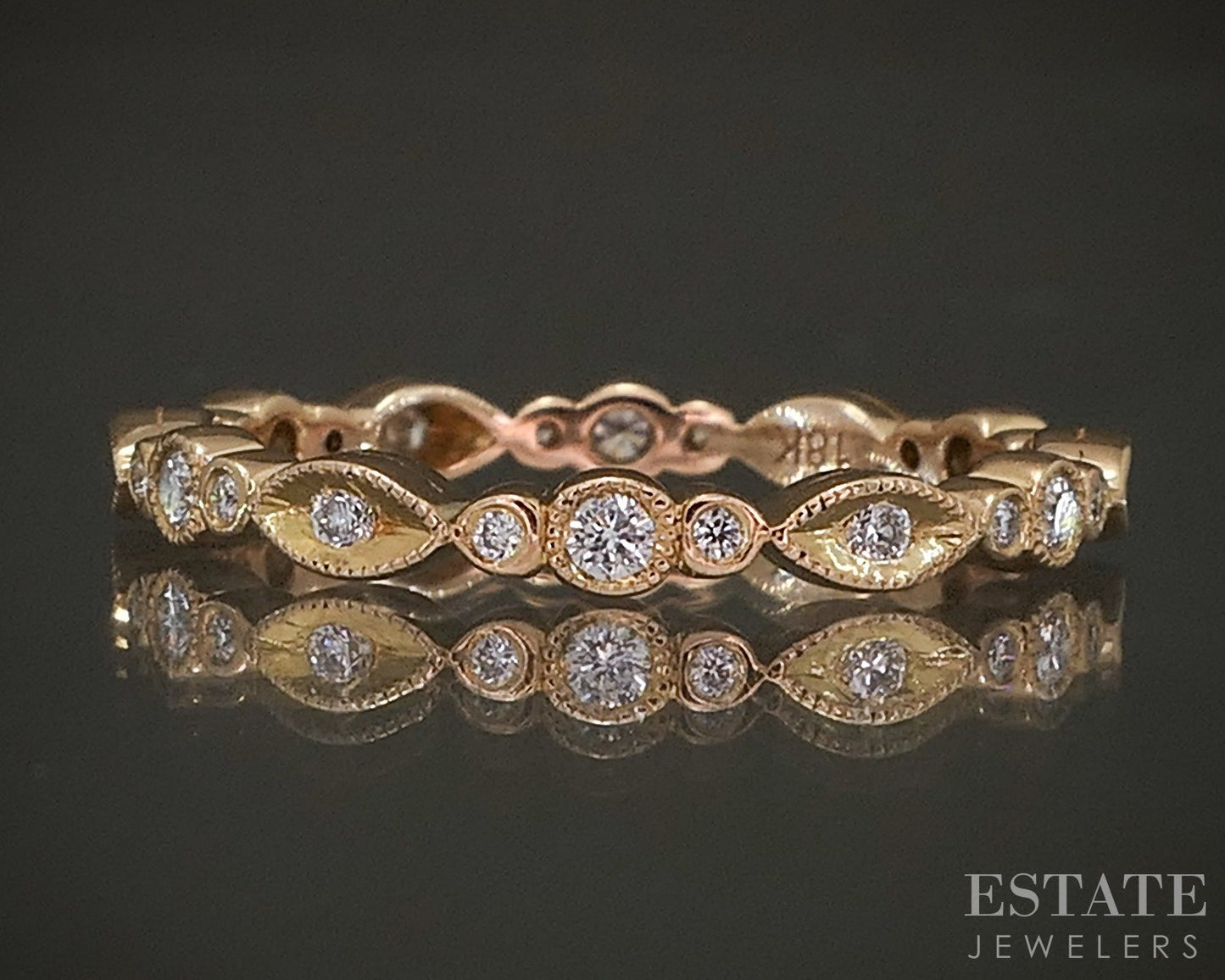 18k Rose Gold Natural .19ctw Diamond Ladies Eternity Band Ring 1.9g p21730