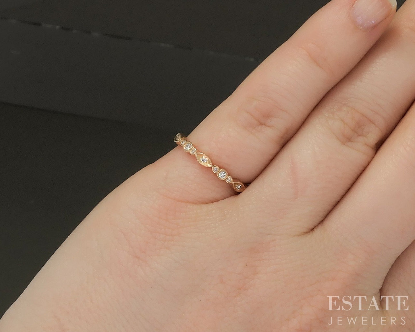18k Rose Gold Natural .19ctw Diamond Ladies Eternity Band Ring 1.9g p21730