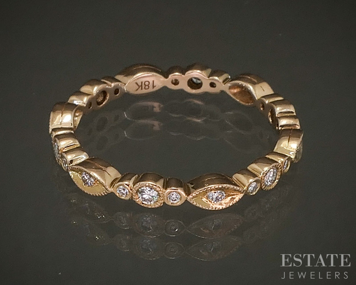 18k Rose Gold Natural .19ctw Diamond Ladies Eternity Band Ring 1.9g p21730