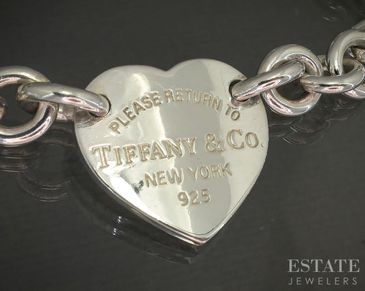 Sterling Silver Tiffany & Co. Return Heart Tag Ladies Bracelet 27g 7.25"L p22241