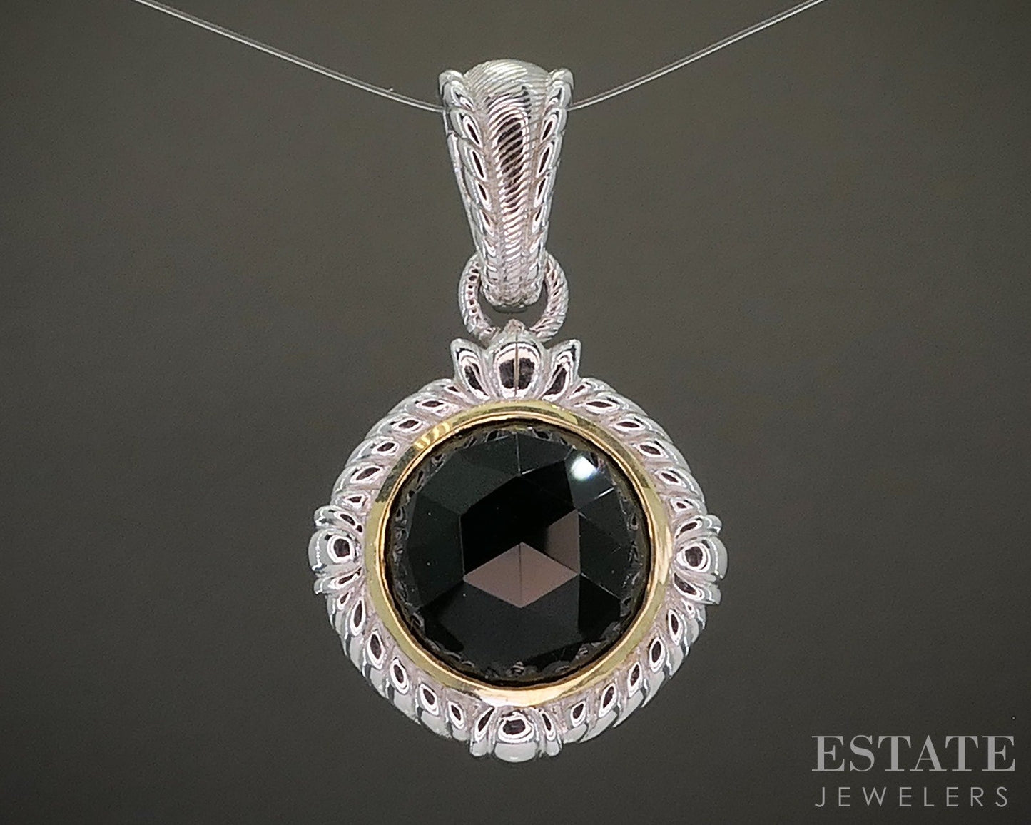 Sterling Judith Ripka Natural Black Onyx Ladies Pendant 11g p25268