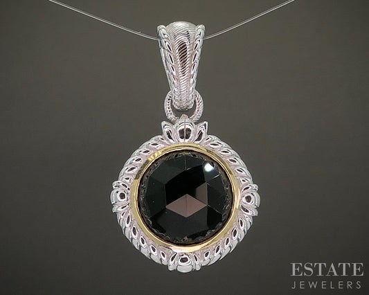 Sterling Judith Ripka Natural Black Onyx Ladies Pendant 11g p25268