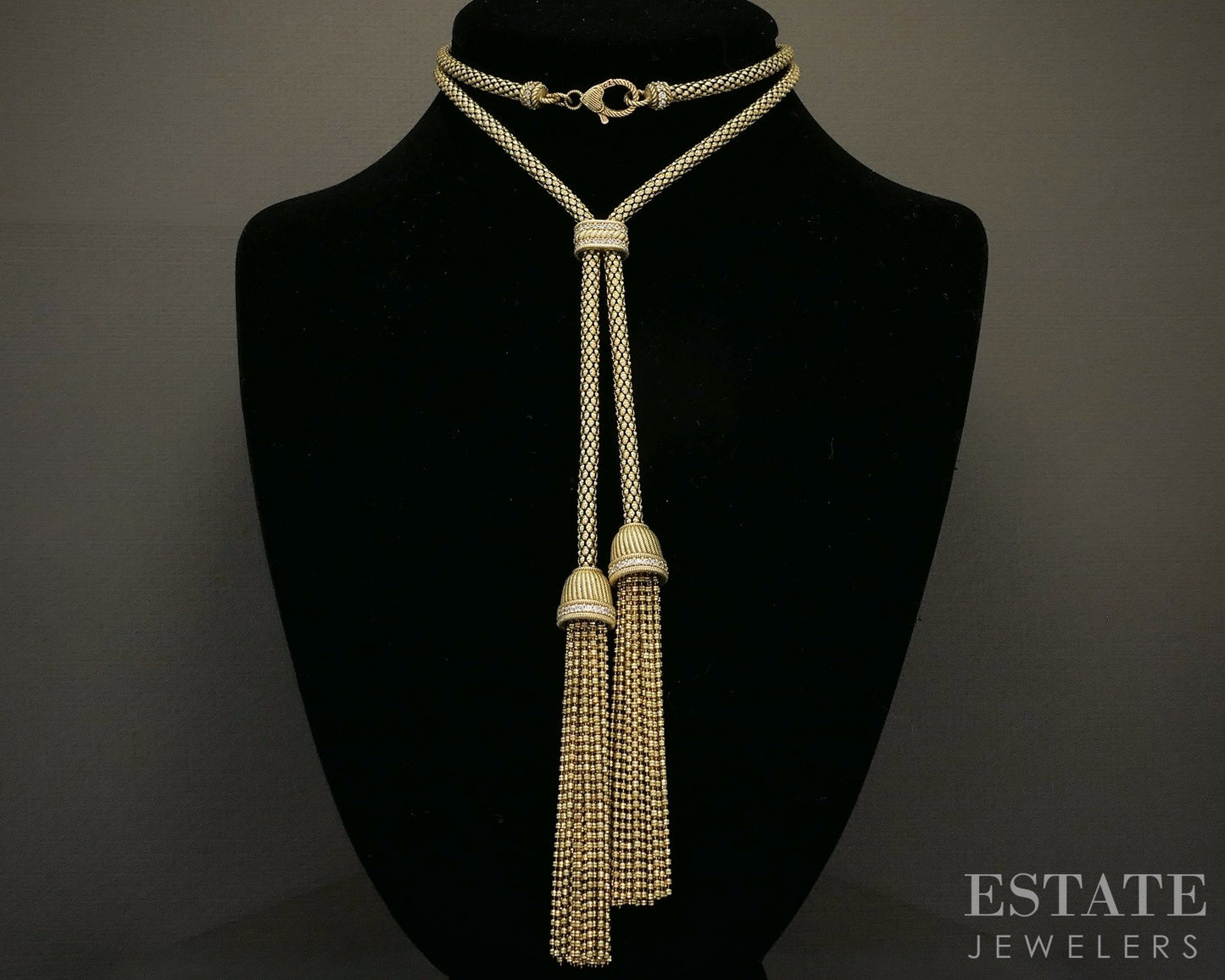 Sterling Judith Ripka CZ Popcorn Chain Verona Tassel Necklace 60.7g 24"L p25277