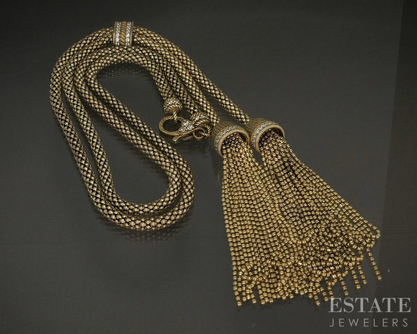 Sterling Judith Ripka CZ Popcorn Chain Verona Tassel Necklace 60.7g 24"L p25277