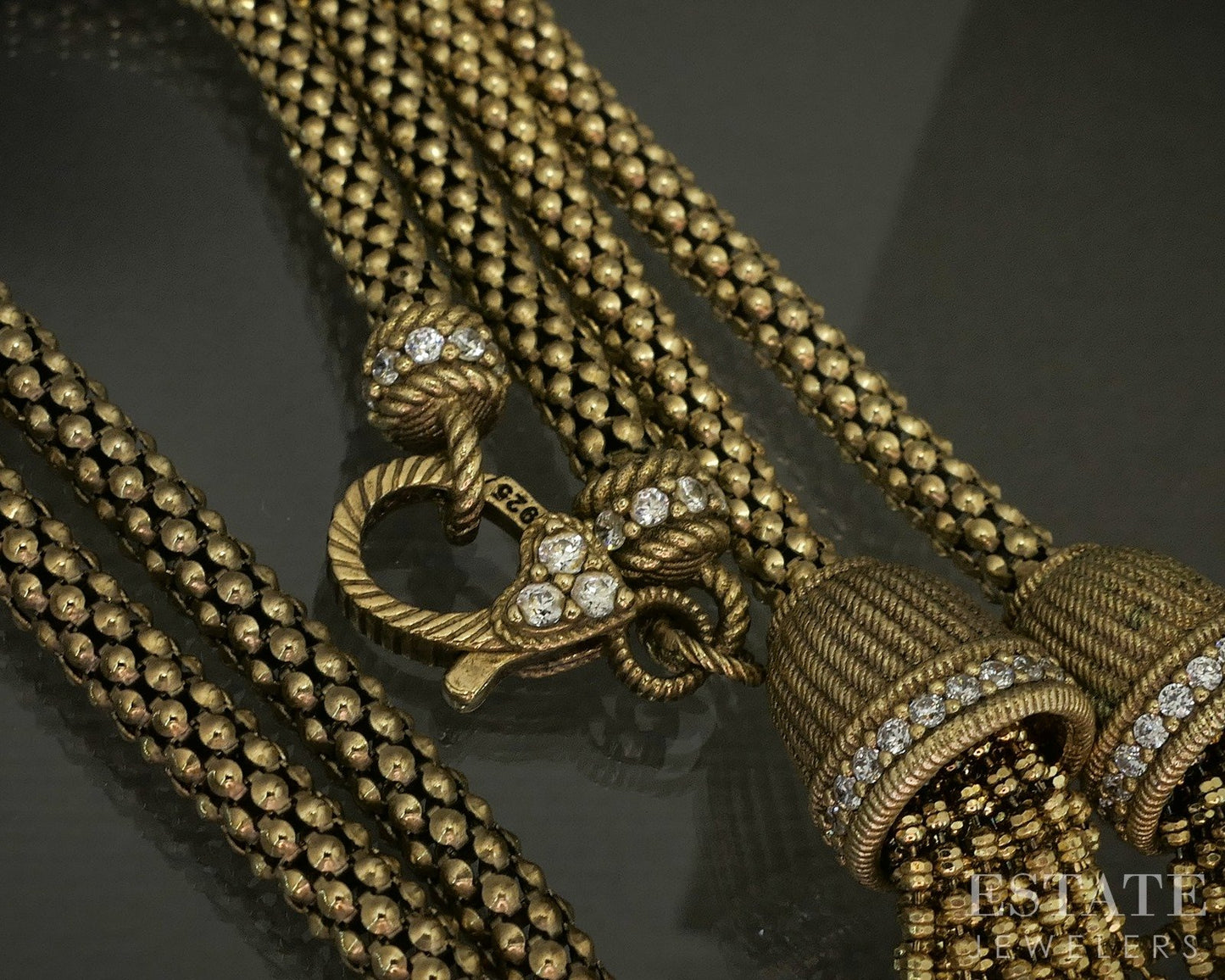 Sterling Judith Ripka CZ Popcorn Chain Verona Tassel Necklace 60.7g 24"L p25277