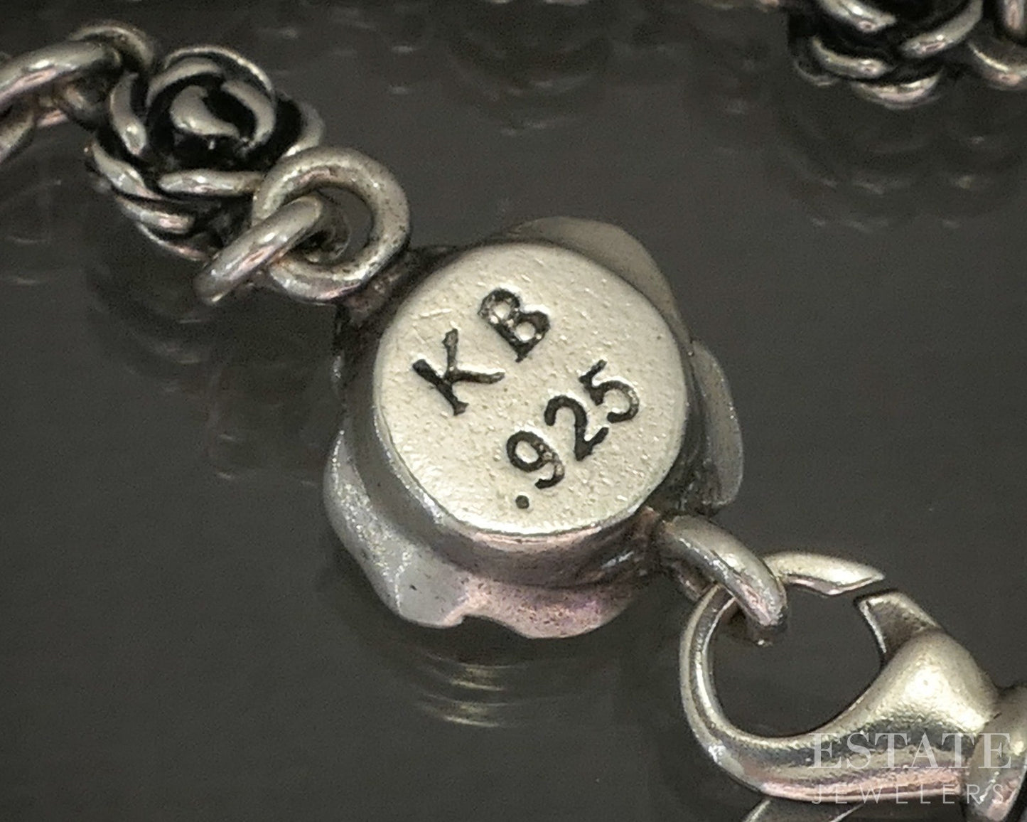 Sterling King Baby Rose Motif Link Chain Bracelet 25.8g 7.75"L p25286