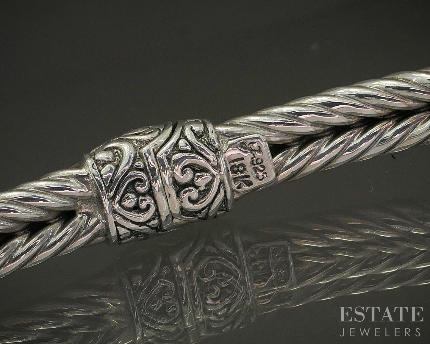 18k & Sterling Silver Natural Malachite Ladies Cuff Bracelet 25g p25299