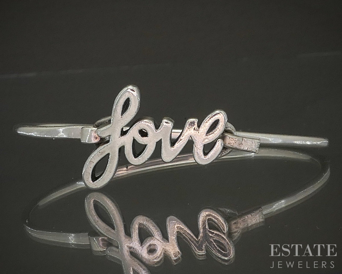 Sterling Silver James Avery Love Script Hook On Bangle Bracelet 11.9g p25301