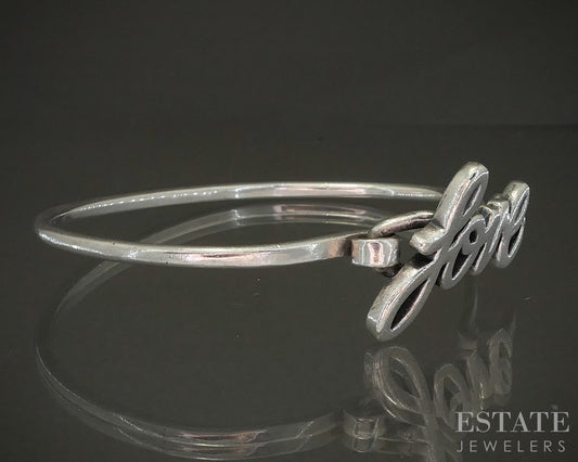 Sterling Silver James Avery Love Script Hook On Bangle Bracelet 11.9g p25301