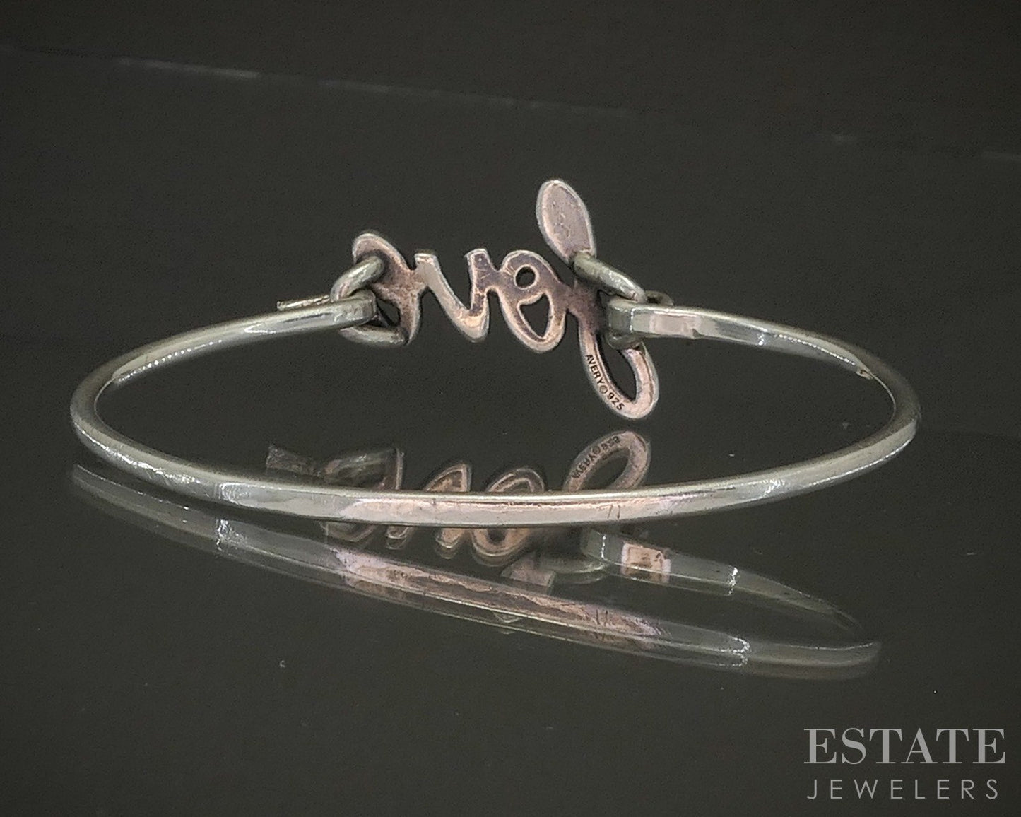 Sterling Silver James Avery Love Script Hook On Bangle Bracelet 11.9g p25301