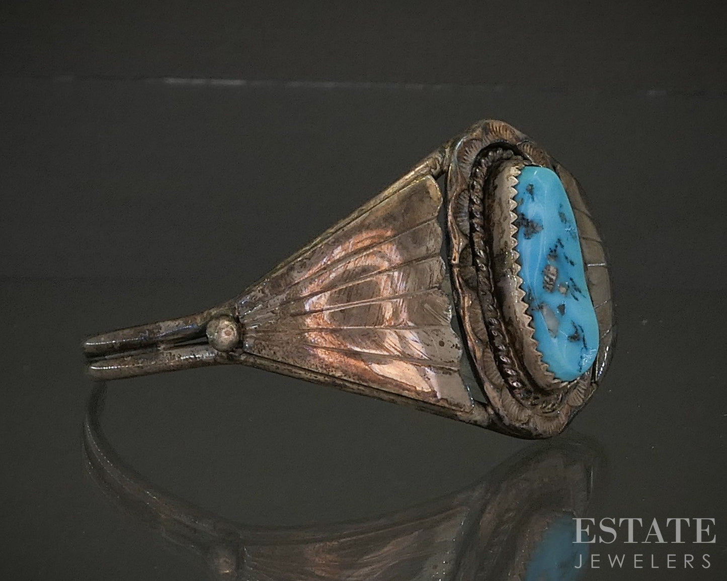 Vintage Sterling Johnny Pitchlynn Choctaw Turquoise Cuff Bracelet 17.4g p25308