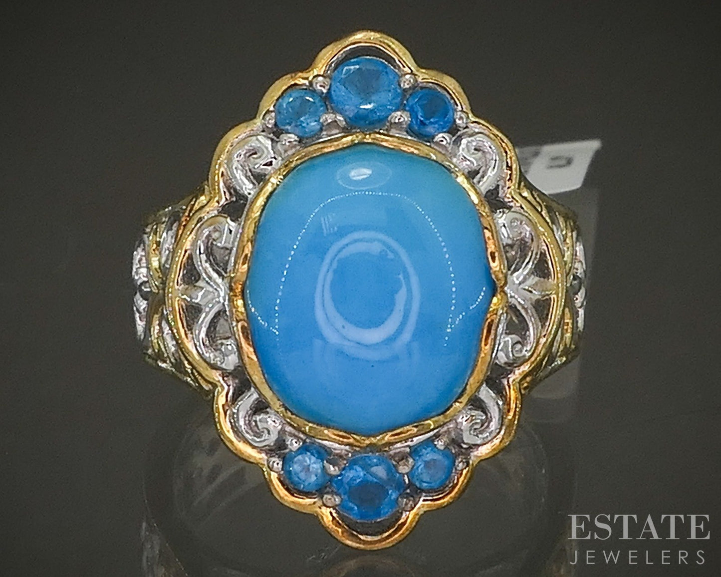 18K/Sterling Michael Valitutti Sleeping Beauty Turquoise & Apatite Ring p25330