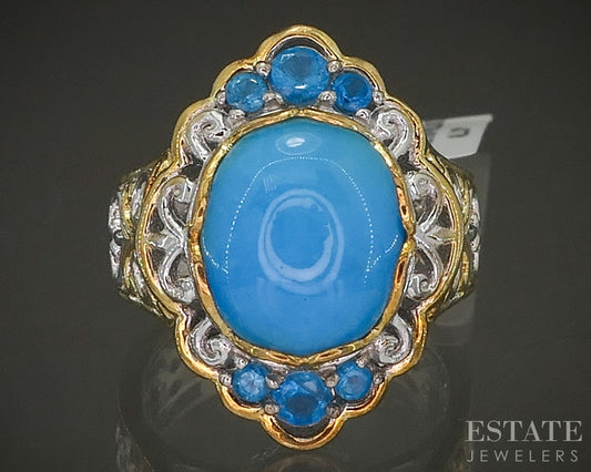 18K/Sterling Michael Valitutti Sleeping Beauty Turquoise & Apatite Ring p25330