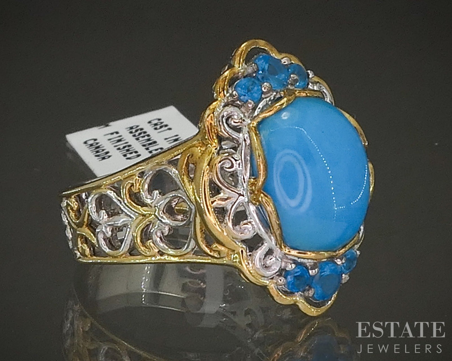 18K/Sterling Michael Valitutti Sleeping Beauty Turquoise & Apatite Ring p25330