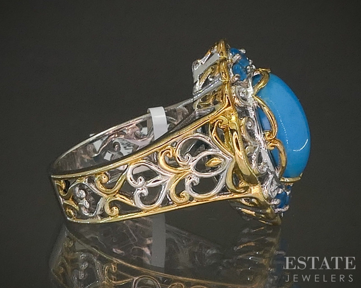 18K/Sterling Michael Valitutti Sleeping Beauty Turquoise & Apatite Ring p25330