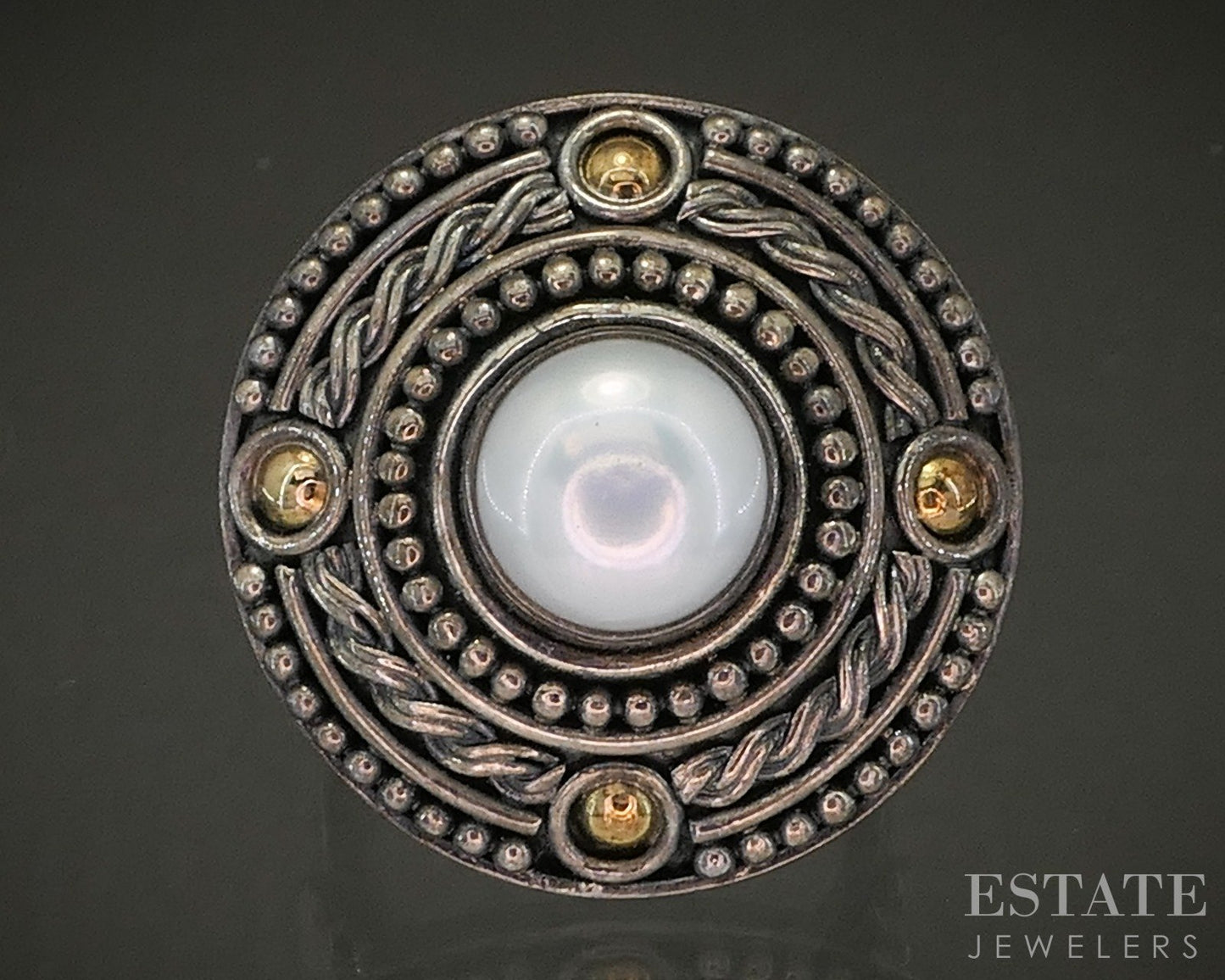 18k & Sterling BA Bali Suarti Mabe Pearl Ladies Shield Ring 16.8g p25331