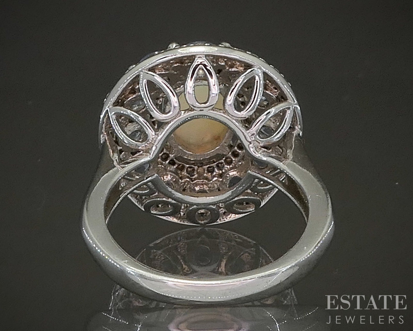 Sterling Natural Opal Tanzanite & White Sapphire Shield Ring 6.3g p25333